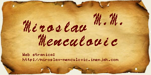Miroslav Menčulović vizit kartica